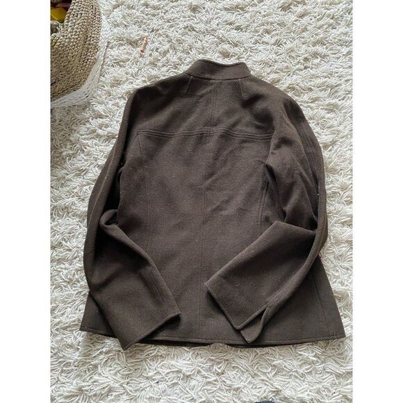 Ellen Tracy Blazer Top Brown 100% Wool Size 8 - Picture 2 of 10